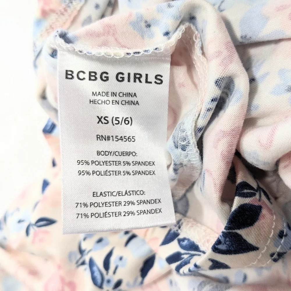 BCBG Girls Pink and Blue Smocked Sundress with Puff Sleeves